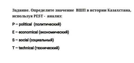 Определите значение вшп в истории казахстана, используя pest - анализ: хлпп