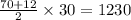 \frac{70 + 12}{2} \times 30 = 1230