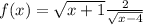 f(x) = \sqrt{x + 1} \frac{2}{ \sqrt{x - 4} }