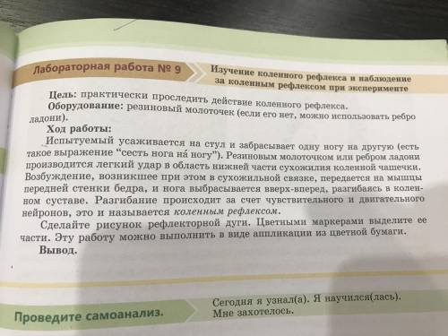 ЛАБОРАТОРНАЯ РАБОТА №9 «Изучение коленного рефлекса и наблюдение за коленным рефлексом при экспериме