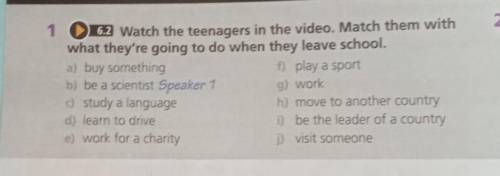 1 6.2 Watch the teenagers in the video. Match them with what they're going to do when they leave sch