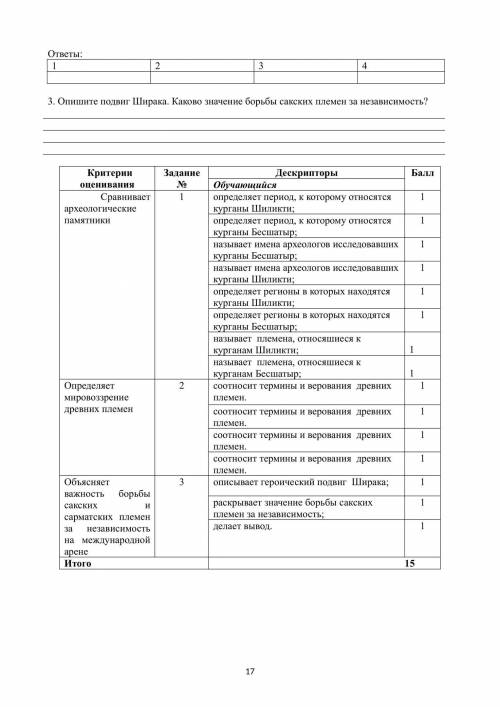 Сор по истории Казахстана 5 класс 3 четверть саки