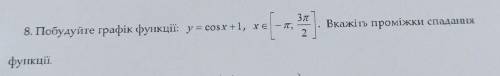 8. Побудуйте графік функції: y = cosx +1,= xeВкажіть проміжки спадання​