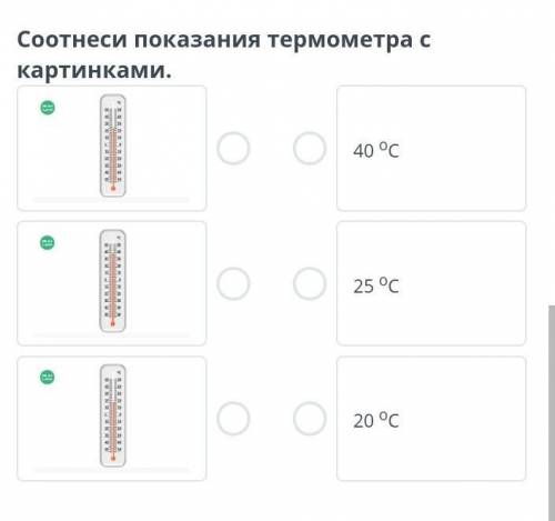 Соотнеси показания термометра с картинками​