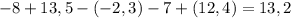 -8+13,5-(-2,3)-7+(12,4)=13,2