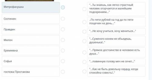 Соотнесите цитаты с героями которым они принадлежат