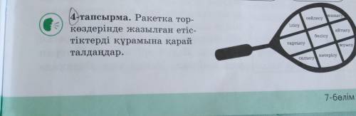 4 - тапсырма . Ракетка тор кездерінде жазылған етіс тіктерді құрамына қарай талдандар . Сөйлеу, Іліс