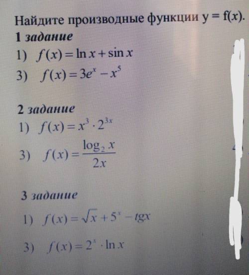 Найдите производные функции y=f(x)