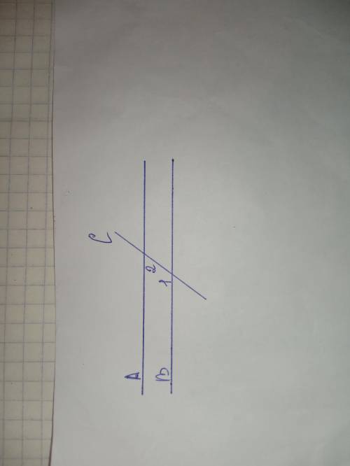 Дано: a || b угол 1 в два раза больше, чем угол 2. Найдите эти углы (1,2)