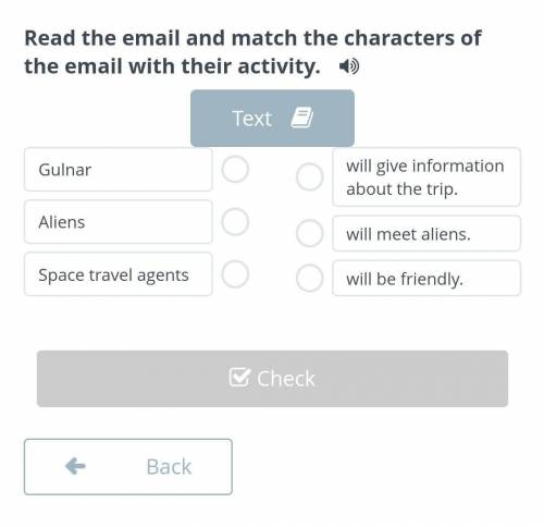 Read the email and match the characters of the email with their activity​