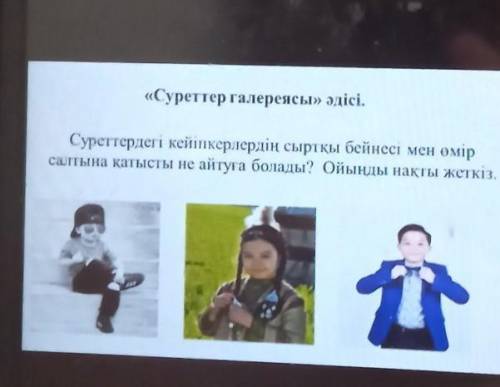 «Суреттер галереясы» әдісі. Суреттердегі кейіпкерлердің сыртқы бейнесі мен өмірсалтына қатысты не ай