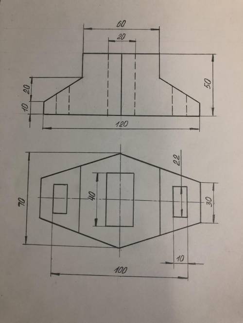 Инженерная графика, нужно сделать в трех видах, простые разрезы