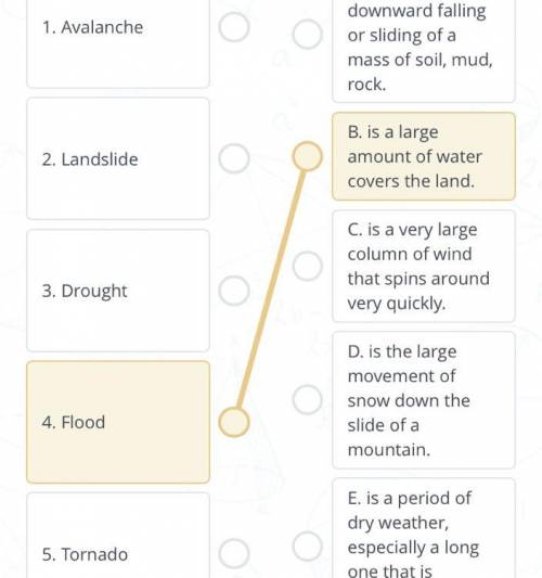 Содержание урока Задание №1 Match the name of the disasters with their definitions. 1. Avalanche 2.