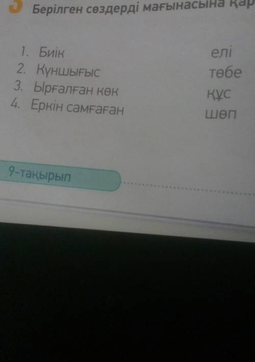 Берілген сөздерді мағанасына қарай сәйкестіндір, сөйлем қура​