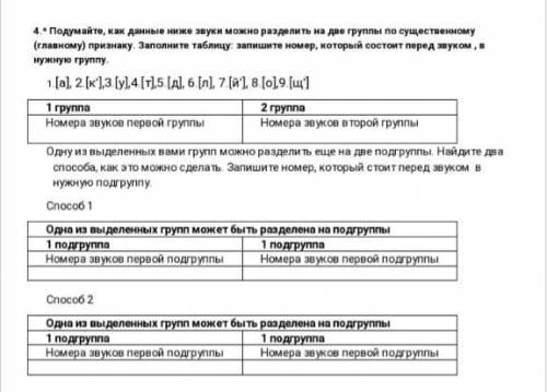 Подумайте,как данные ниже звуки можно разделить на две группы по существенному (главному) признаку з