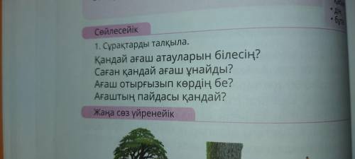 Қандай ағаш атауларын білесің? Саған қандай ағаш ұнайды? Ағаш егіп көрдің бе? Ағаштың пайдасы қандай