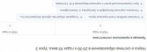 Наука и система образования в 20-30-х годах XX века. Урок 3 Приведи в правильное соответствие.1920-е