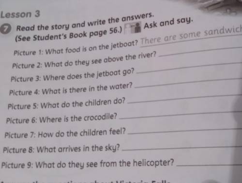 Lesson 3 Ask and sayparture 1: Whet food is on the jetboat? There are some sandwiches and fruitePict