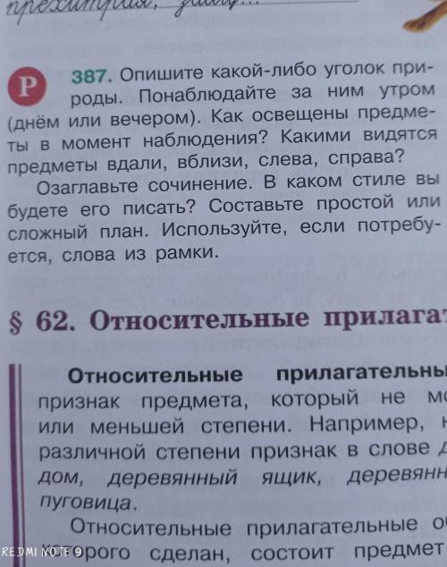 Опишите какой либо уголок природы рядом со свои домом.Как освещены предметы в момент наблюдения,каки