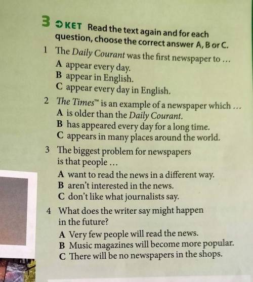 1 The Daily Courant was the first newspaper to ... A appear every dayB appear in EnglishC appear eve