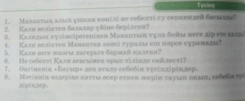 я не могу сделать .Манаптың алып ұшқан көңілі не себепті су сепкендей басылды?Қали неліктен балалар