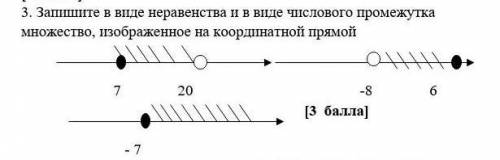 Запишите в виде неравенства и в виде числового промежутка множество, изображенное на координатной пр