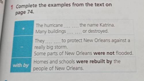 Comple the examples from the text on page 74 ​