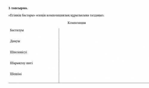 «Егіннің бастары» өлеңін композициялық құрылысына талдаңыз