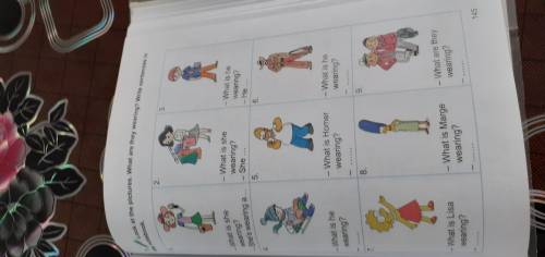 Look at the pictures What are they wearing?Write sentences in the notebook