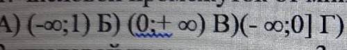 Числовой промежуток от минус бесконечности до нуля включая 0. А)(минус бесконечность;1) (0;+8) В) (-