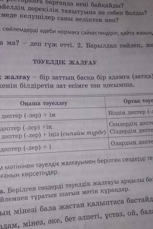 өзіміз 5 сөз алып тәуелдейміз скоро спать еще не зделола уроки