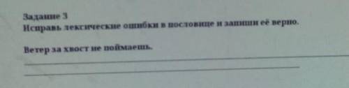 Задание 3 Исправь лексические ошибки в пословице и запиппи ее верно,Ветер за хвост не поймаешь.​