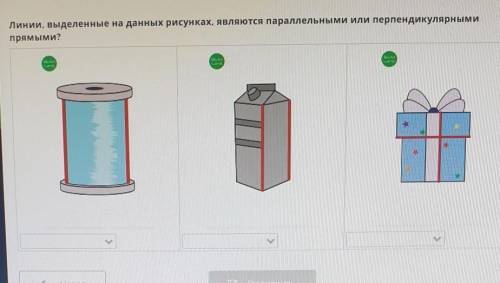 Линии, выделенные на данных рисунках, являются параллельными или перпендикулярнымипрямыми?​