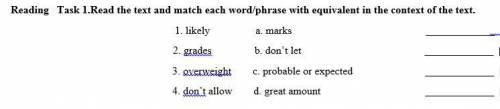 Reading Task 1.Read the text and match each word/phrase with equivalent in the context of the text.