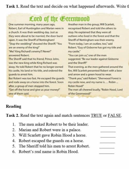   Task 1. Read the text and decide on what happened afterwards. Write the ending of the story.Lord o