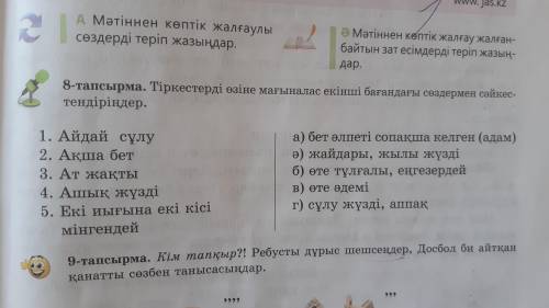 8- тапсырма Тіркестерді өзіне мағыналыс екінші бағындағы сөздермен сәйкестендіріндер