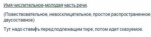 2. Выполнить синтаксический разбор предложения. Имя числительное-молодая часть речи.Объяснить постан