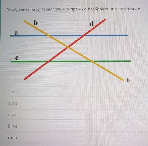 Определите пару параллельных прямых, изображенных на рисунке​