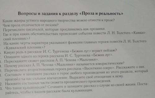 Вопросы и задания к разделуПроза и реальность​