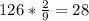 126*\frac{2}{9} =28\\