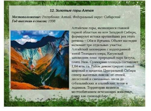 Напишите сообщение: Об одном из природных объектов европейского юга