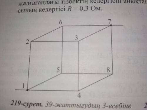 Определите сопротивление цепи, в которой провод в форме куба (рис. 219) подключен между точками 1 и