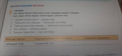 5 тапсырма.Сөз тіркестерінің мағынасынасын оқы.Аударма сөздікті пайдаланып,орыс тіліне аудар.Салысты