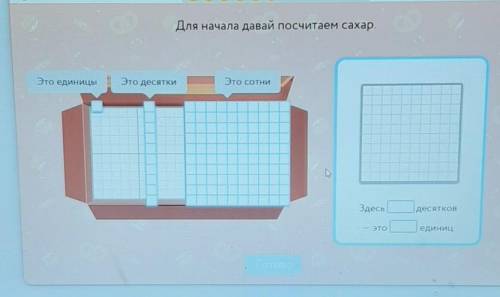 Для начала давай посчитаем сахар. Это единицыЭто десяткиЭто сотниЗдесьдесятковэтоединиц​