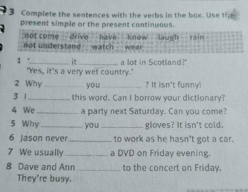 73 Complete the sentences with the verbs in the box. Use the present simple or the present continuou