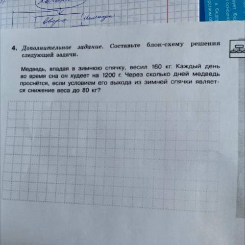 4. Дополнительное задание. Составьте блок-схему следующей не решая её Медведь, впадая в зимнюю спячк