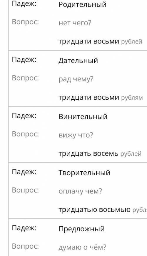 1. Задание. Просклоняйте числительное 38 тетрадей [ ] это СОР если не правельно то вам будут бан ​