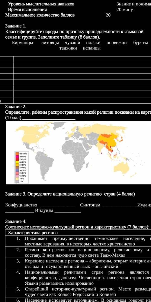 Определите, районы распространения какой религии показаны на карте