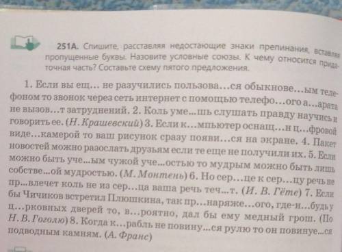 Заранее благодарен 251A.Спишите, расставляя недостающие знаки препинания, вставляяпропущенные буквы.