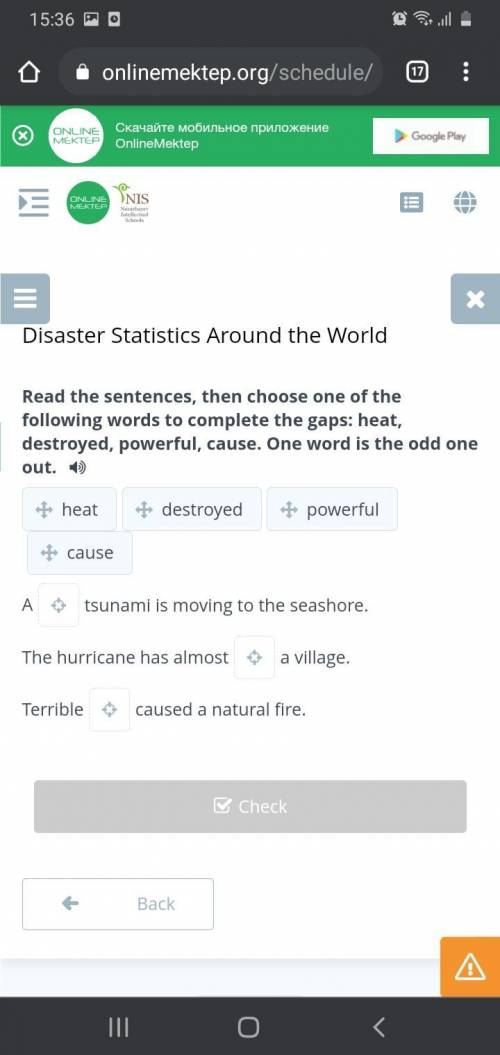 Disaster Statistics Around the World Read the sentences, then choose one of the following words to c